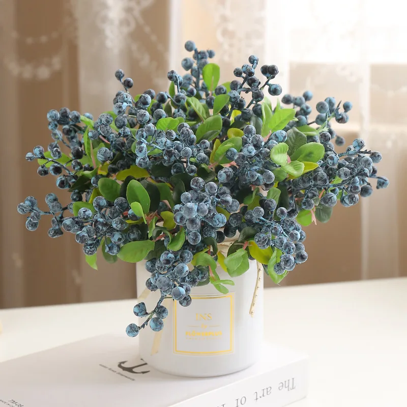 

Artificial Blueberries Berry Stems Fake Blueberries Fruit DIY Berry Spray Picks for Wedding Home Kitchen Party Decoration Purple
