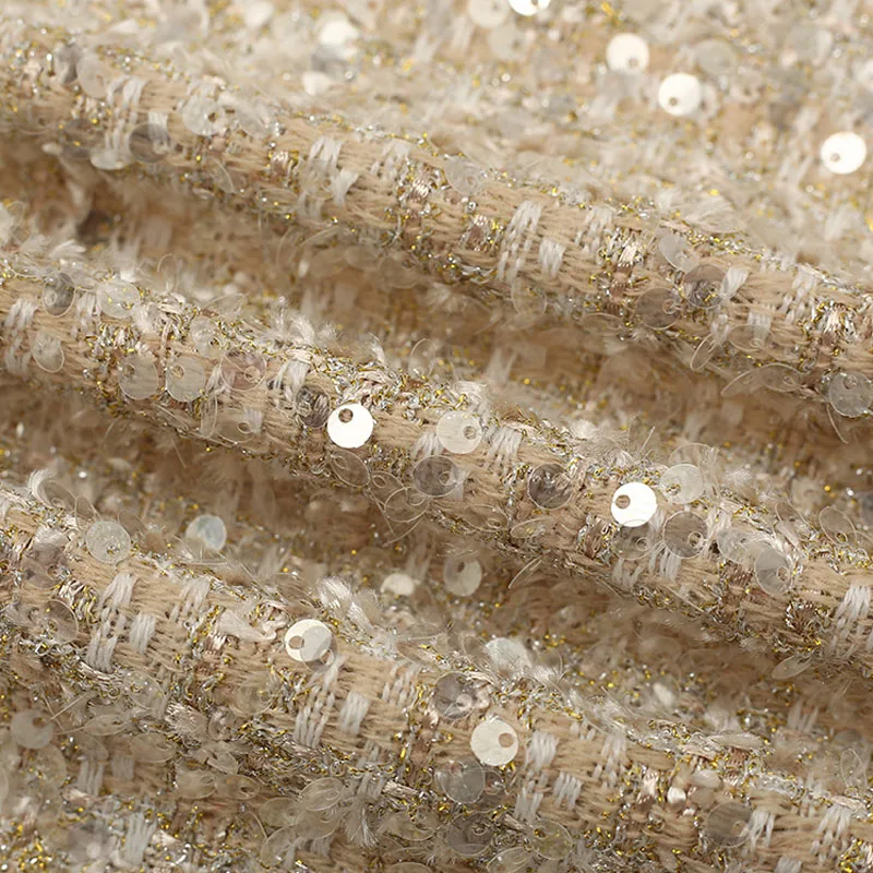 Ткань твидовая окрашенная в золотистую проволоку с блестками 50x145 см