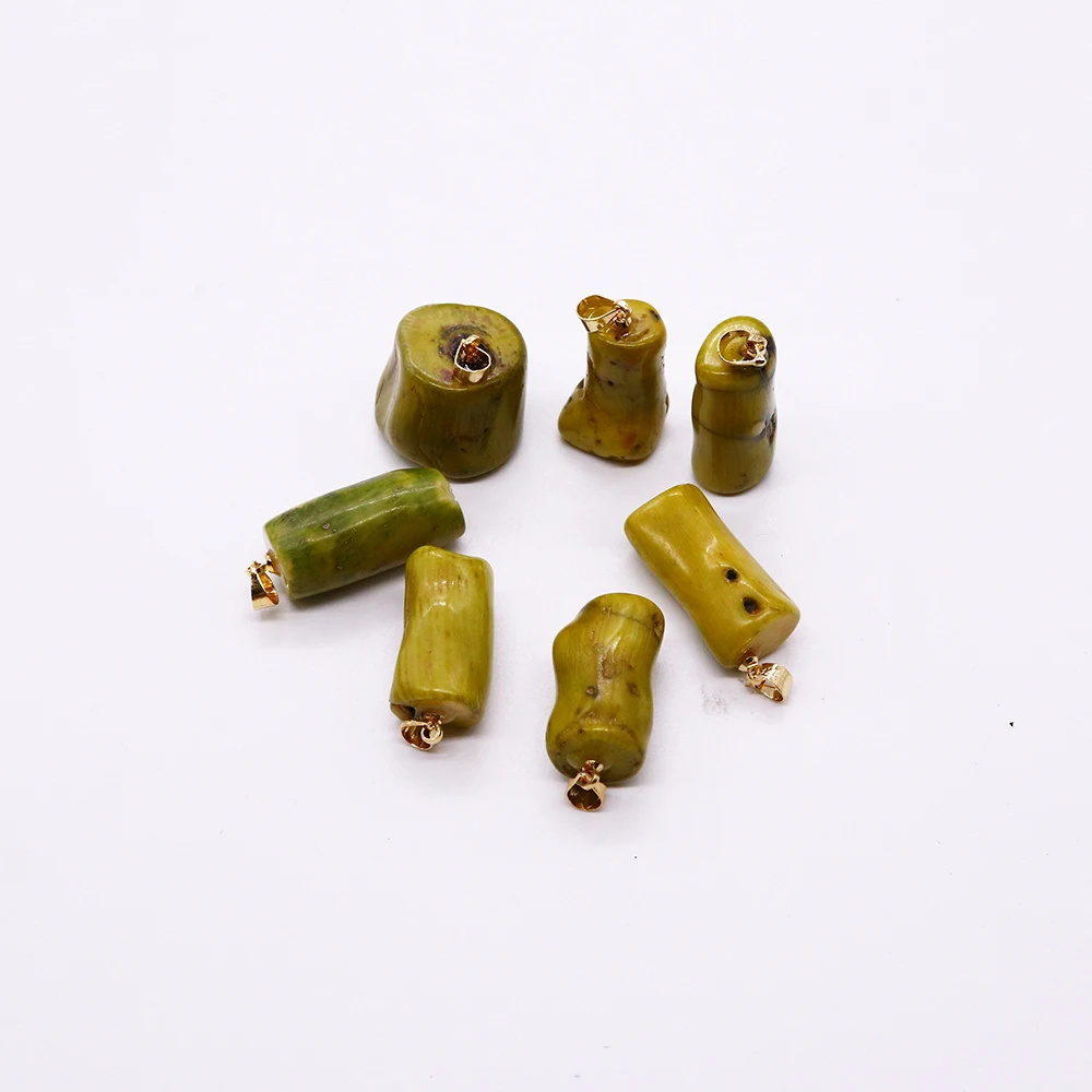 1 шт. ожерелье из натурального морского бамбука окрашивание коралла кулон