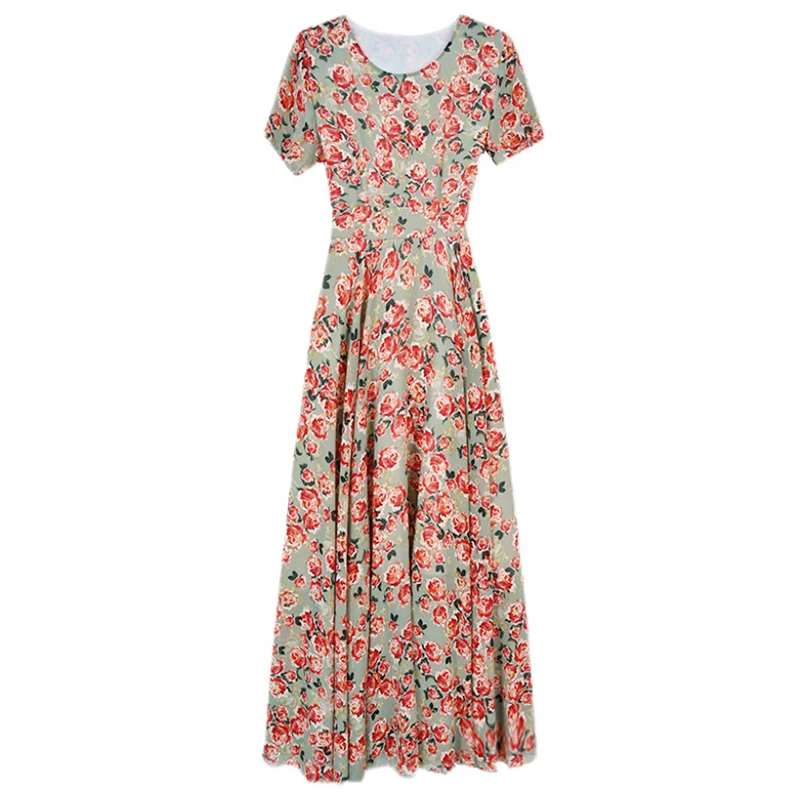 Женское шифоновое платье с цветочным принтом длинное пляжное в стиле бохо