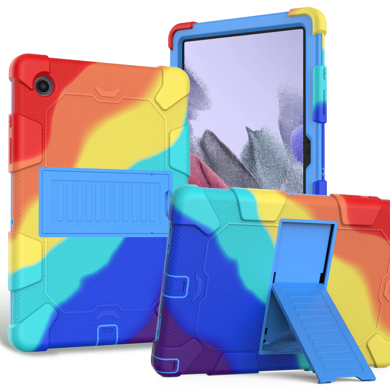 Case for Samsung Galaxy Tab A8 10.5 2021 SM-X200 SM-X205 X200 X205 Tablet 3 in 1 Hybird Hard PC Soft Rubber Kickstand Cover #R