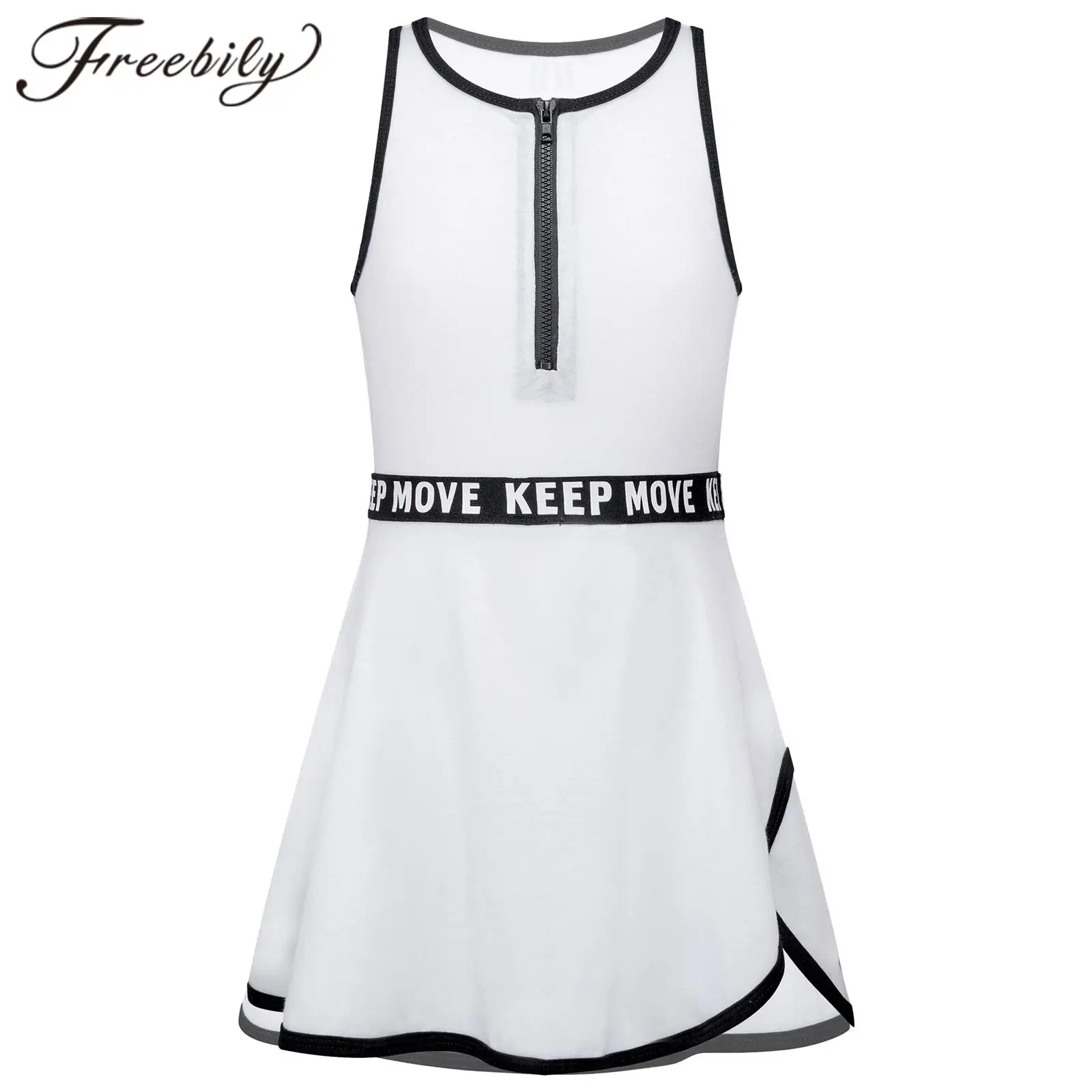 

Kids Girls Tennis Dresses with Attached Shorts Sleeveless Sport Dress for Tennis Badminton Golf Gymnastic Workout Athletic Dress