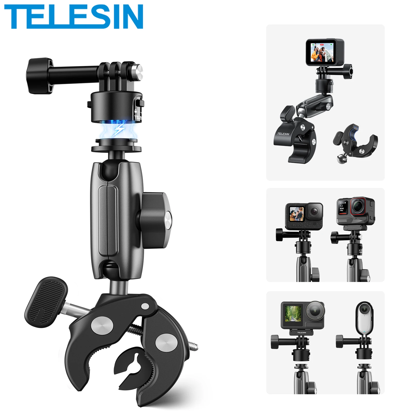 Быстросъемный велосипедный зажим для мотоцикла TELESIN Magic Arm 360° ° Супер из