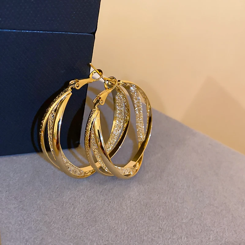 

Fashion Twist Metal Earrings Geometric Circle Hoop Earrings Ladies Atmosphere Wedding Accessories Jewelry