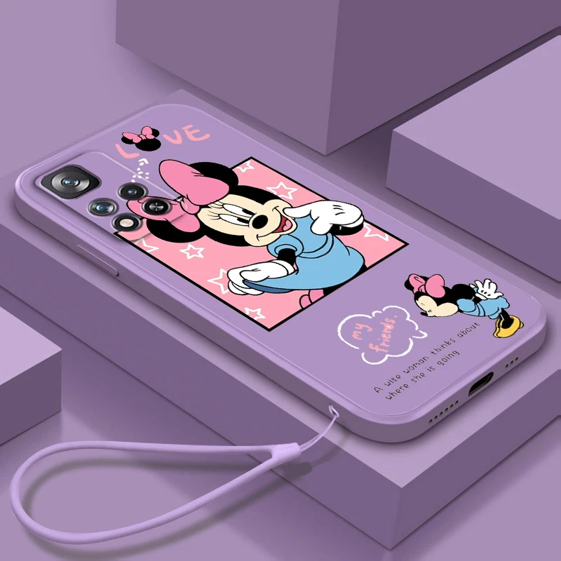

Luxury Mickey Minnie Mouse Liquid Rope Phone Case For Xiaomi Redmi Note 12 11 11S 11T 10S 10 9S 9T 9 Pro Speed Plus 5G Cover