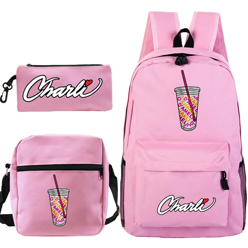 

Charli Damelio Canvas Backpack Ice Coffee Splatter Knapsacks Girls Boys School Bags Crossbody Bags Pencil Case 3Pcs/Set Knapsack