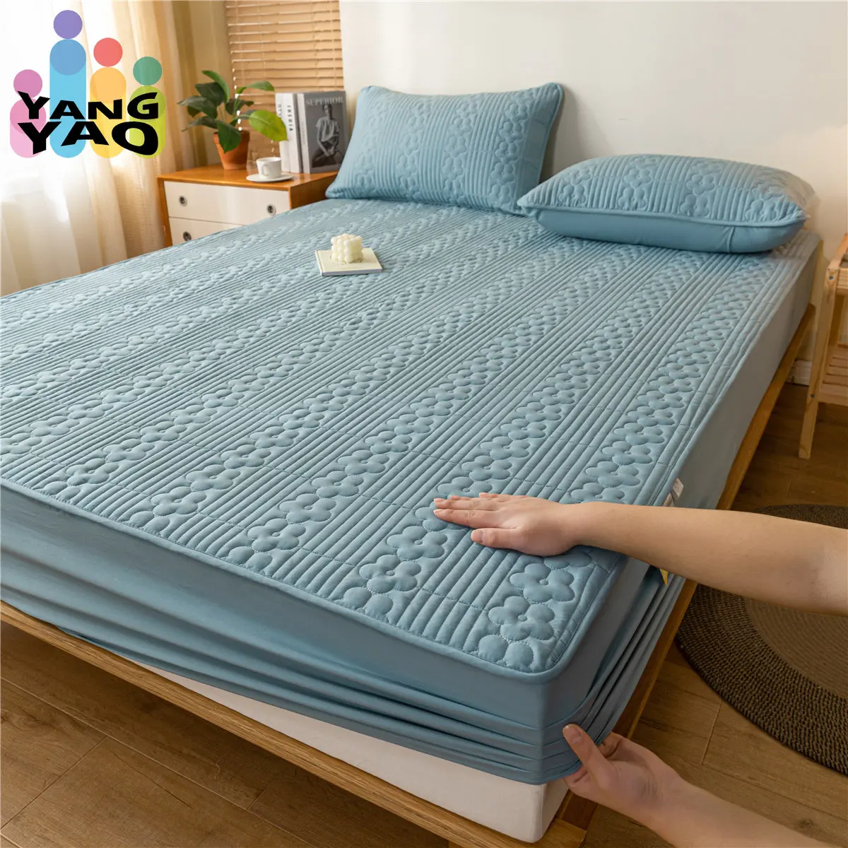 

Pure Cotton Soft Quilted Mattress Cover Anti-bacterial King Size Customized Bed Pad Protector Cover Not Included Pillowcase