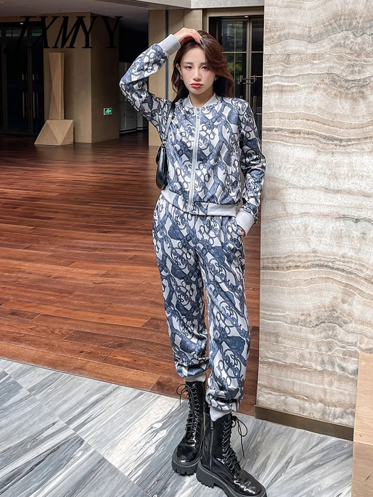 JXMYY 2022 Spring and Autumn New Comfortable Suit Women's Retro Sportswear Casual Fashion Printed Sweater |