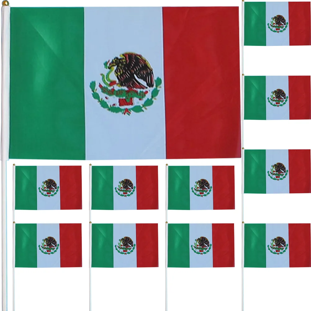 

50Pcs Small Decorative Multi-functional Hand Held Flags Mexican Flags Hand Held Flags Mexico National Flags