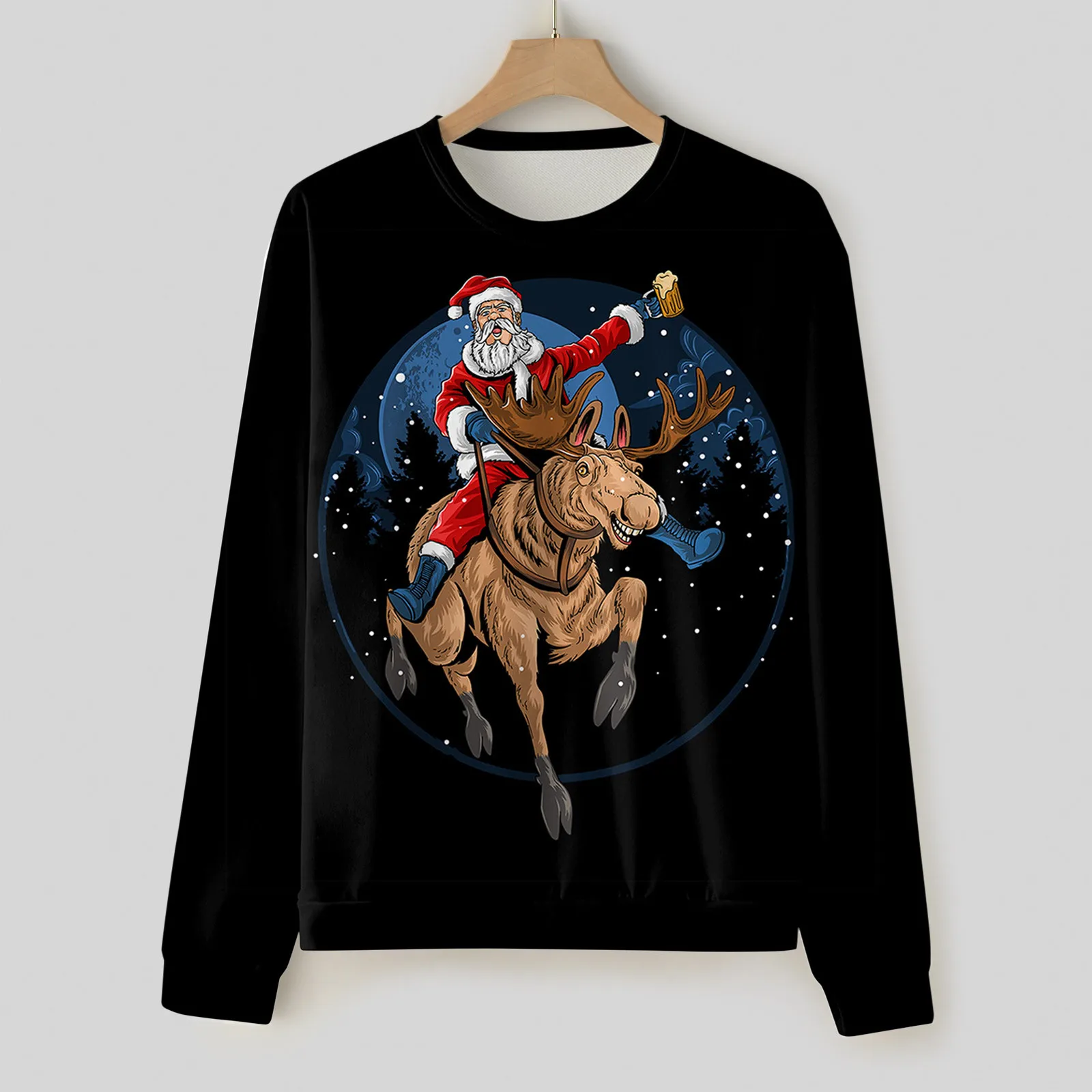 

Мужская повседневная осенне-зимняя блузка с круглым вырезом и длинными рукавами в рождественском стиле, свитшот на молнии без капюшона