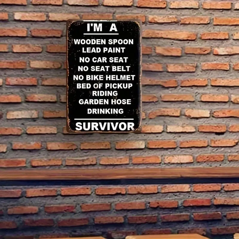 Винтажный металлический жестяной знак - Alcohol Survivor (12x8) Подходит для улицы патио