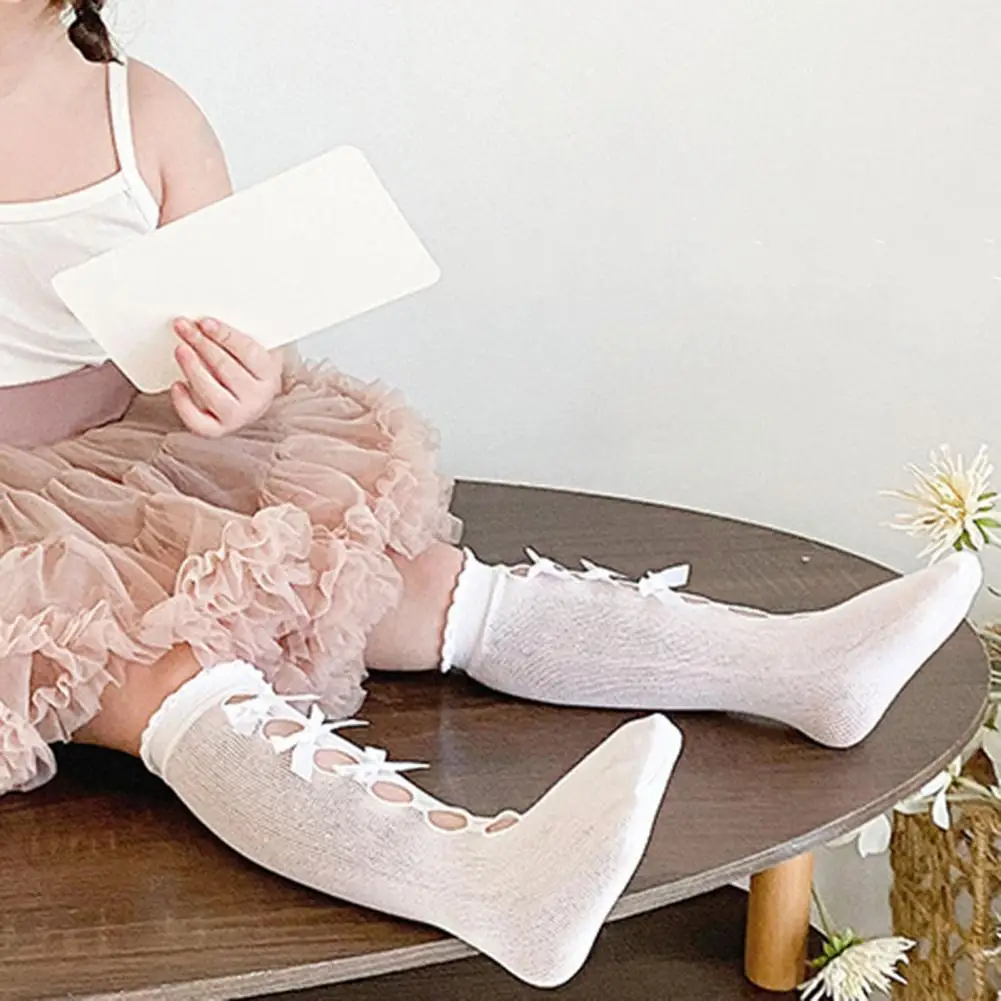 

1 Pair Comfortable Summer Hollow Bow Tie Socks Floor Socks Chinlon Sweat Absorption