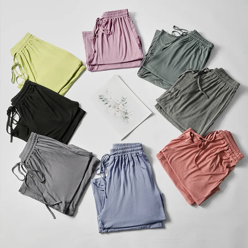 

Многоцветные женские штаны для йоги, модальные свободные Пижамные брюки, удобные эластичные женские брюки с высокой талией, спортивные стильные брюки