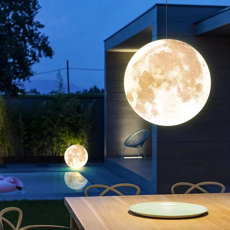 HARCOWG Led 3d Print Moon Pendant Living Room Restaurant Hanging Lamps E27 90v-260v Indoor children's Room Lighting Luminaire