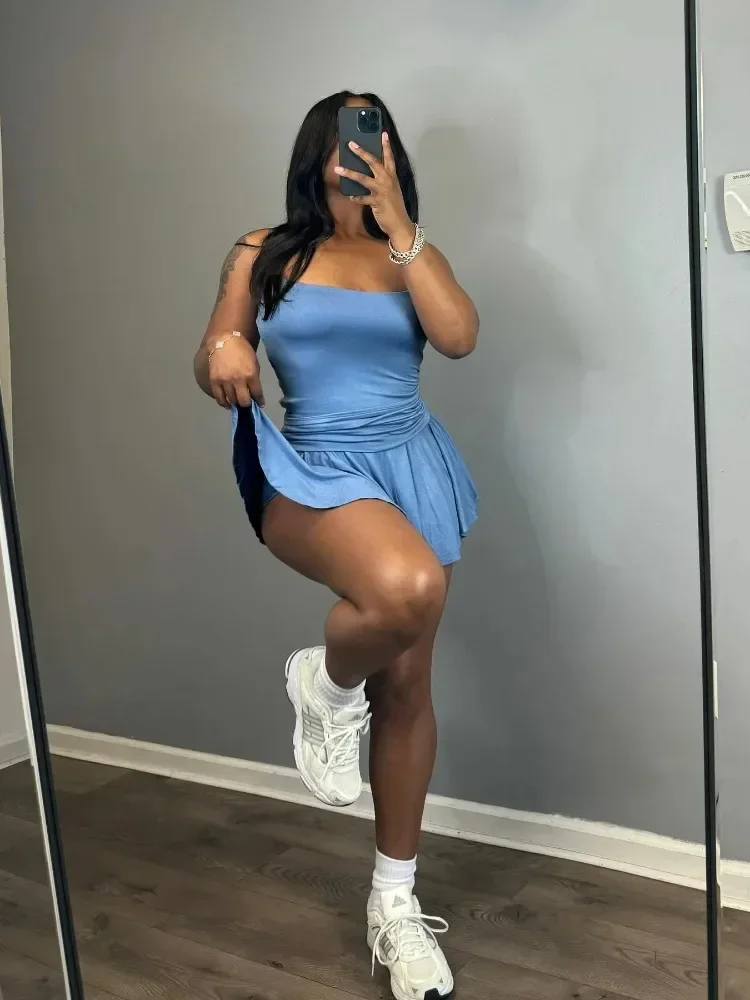 Laxsesu женские плиссированные юбки + топ на бретелях два комплекта из 2 предметов