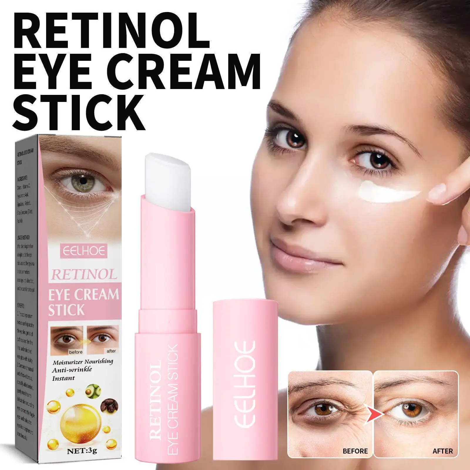 

Retinol Eye Cream Stick Peptide Eye Bags Anti Wrinkle Acid Bags Cream Cosmet Anti-Puffiness Eye Korea Acid Hyaluronic Hyalu O3I9
