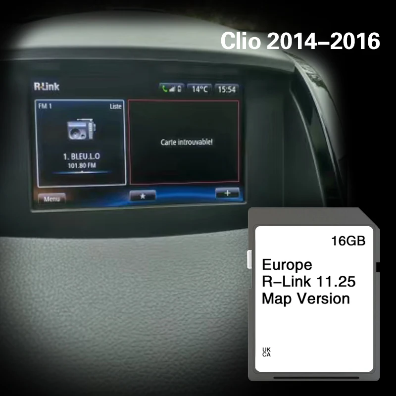 Фото Для Renault Clio 2014-2016 Австрия Бельгия Италия Франция 16 ГБ навигационная карта SD №1