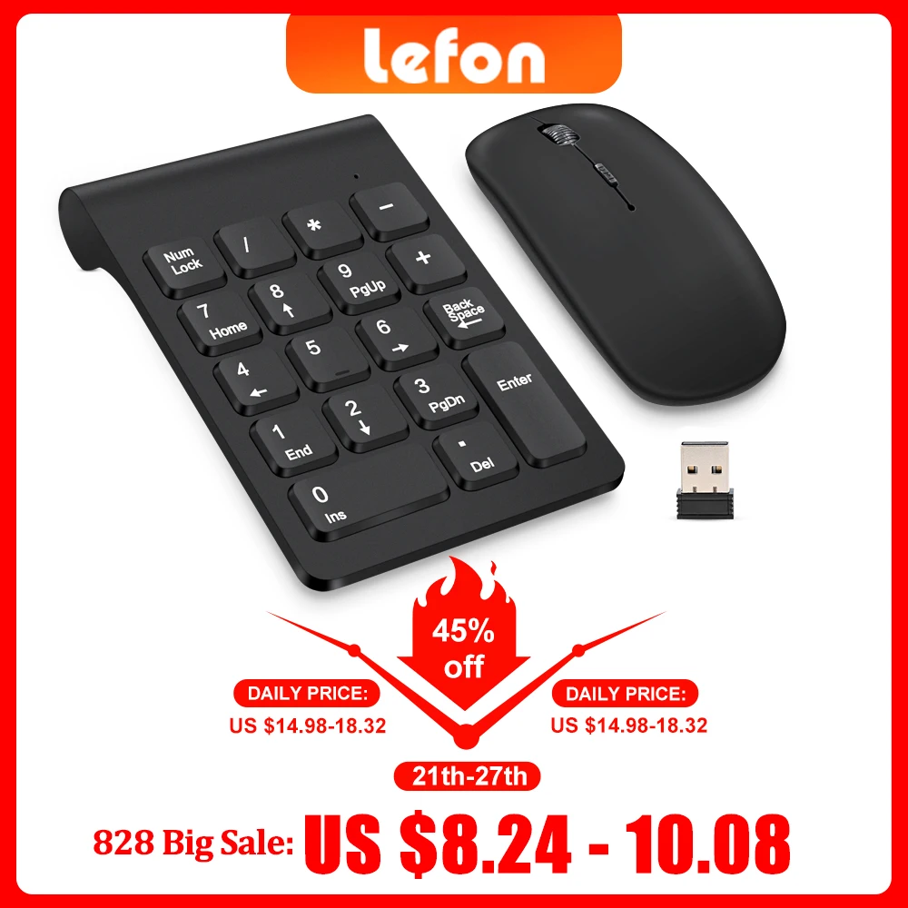 Lefon Wireless Keyboard Mini Digital Number Numeric Keypad A