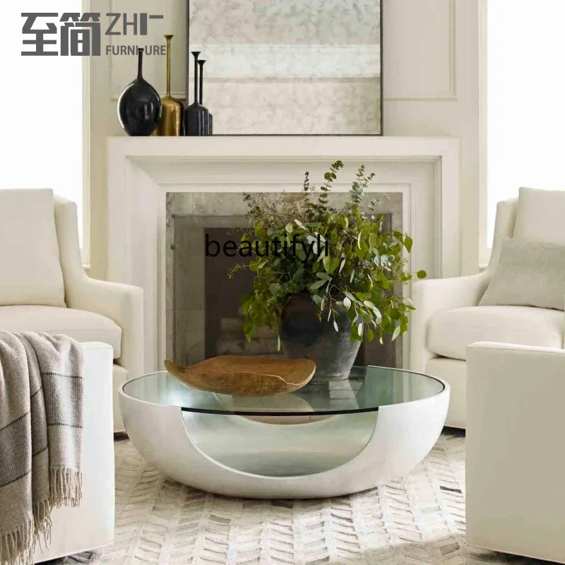 Современный модельер круглый изогнутый стеклянный журнальный столик в форме