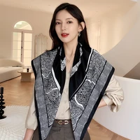 2022 spring new big square scarf female elegant korean version japanese european and american twill fashion silk scarf