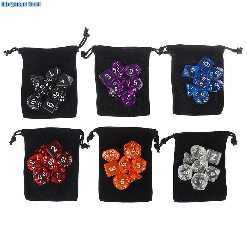 

NEW 7pcs/set DnD Polyhedral Dice Set for Tabletop Games RPG MTG D4 D6 D8 D10 D% D12 D20 6Colors for Choose