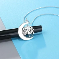 moon tree of life pendant necklace stainless steel charm customizable name necklace elegant women girl jewelry gifts