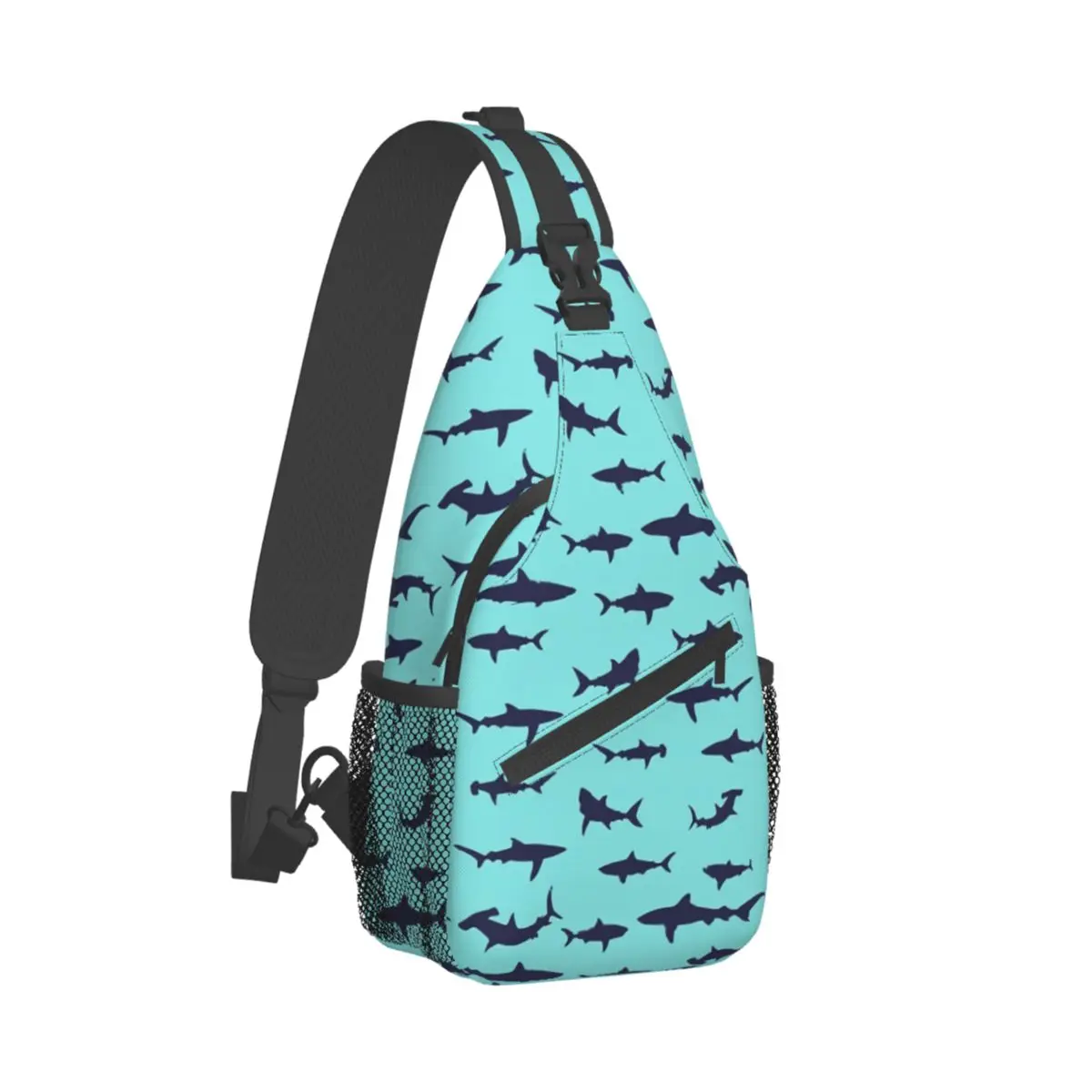 

Shark Silhouette Shoulder Bags Animal Print Kawaii Chest Bag Men Trekking Outdoor Sling Bag School Graphic Design Small Bags