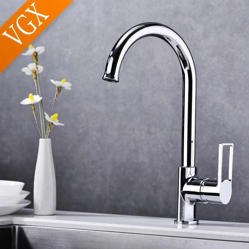 

VGX Kitchen Sink Faucet Rotatable Basin Faucet High Bathroom Gourmet Kitchen Basin Mixer Tap Tall Hot Cold Crane Brass Chrome