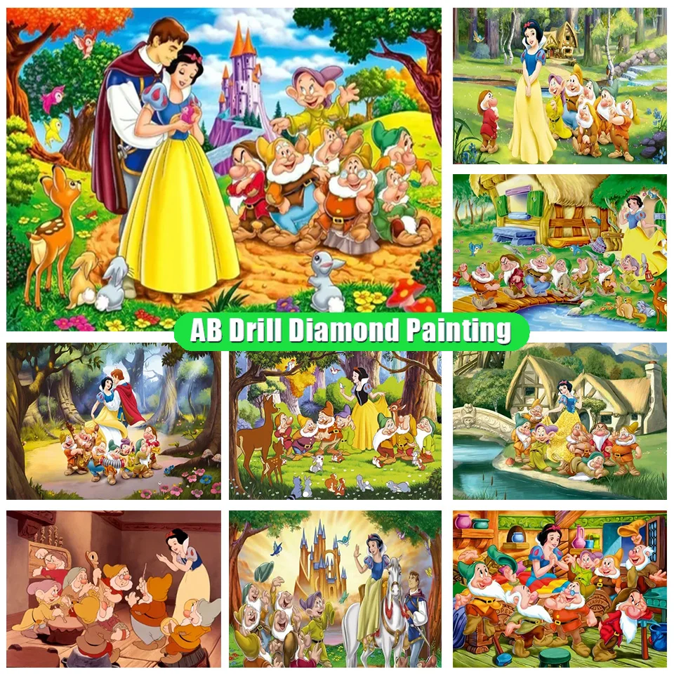 

5D Ab Diamond Embroidery Square Diamond Painting Disney Stitch Diamond Mosaic Decor Snow White And The Seven Dwarf Painting Ll43