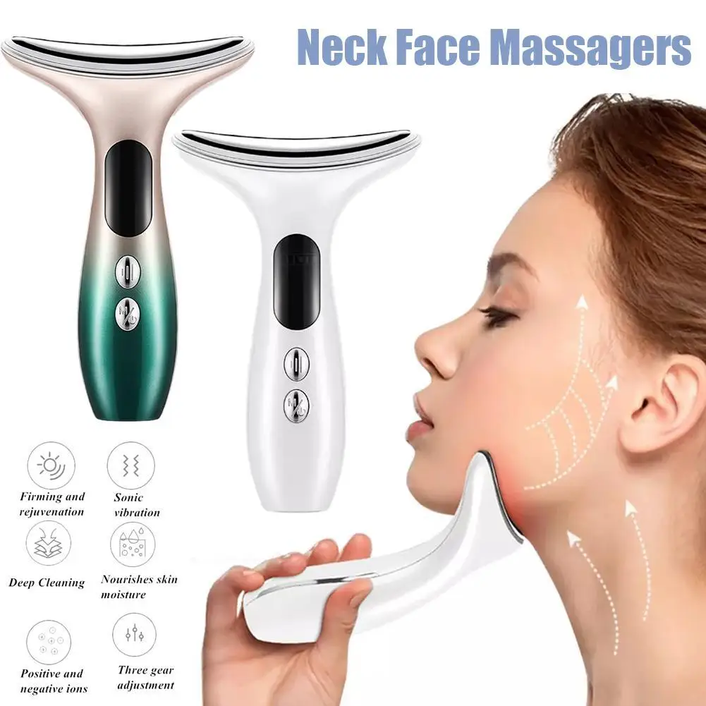 

EMS Microcurrent Neck Beauty Device LED Photon Firming Rejuvenation Face Anti Wrinkle Thin Double Chin Skin Care Facial Massager