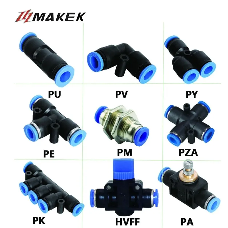 

Connector Tube Air Quick Fittings Water Push In Hose Couping 4/6/8/10/12/14/16mm PU PY PK PE PZA PM HVFF PV Pneumatic fittings