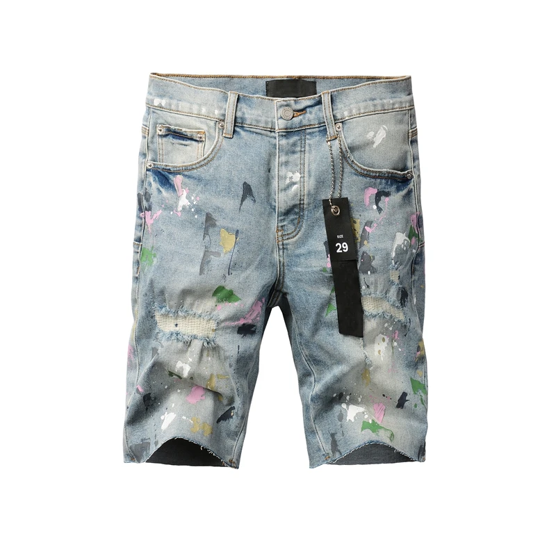 Джинсовые шорты мужские с эффектом потертости модные Асимметричные Брюки