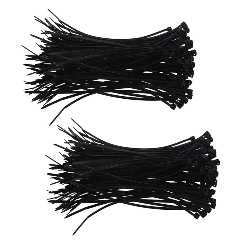 

200Pcs 2.5Mmx150mm Self-Lock Electric Cable Zip Cord Fixed Cable Ties Black