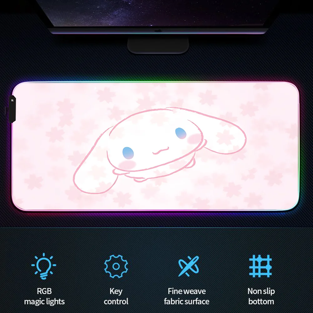 Cinnamoroll большой геймерский коврик для мыши Rgb офисные аксессуары настольный