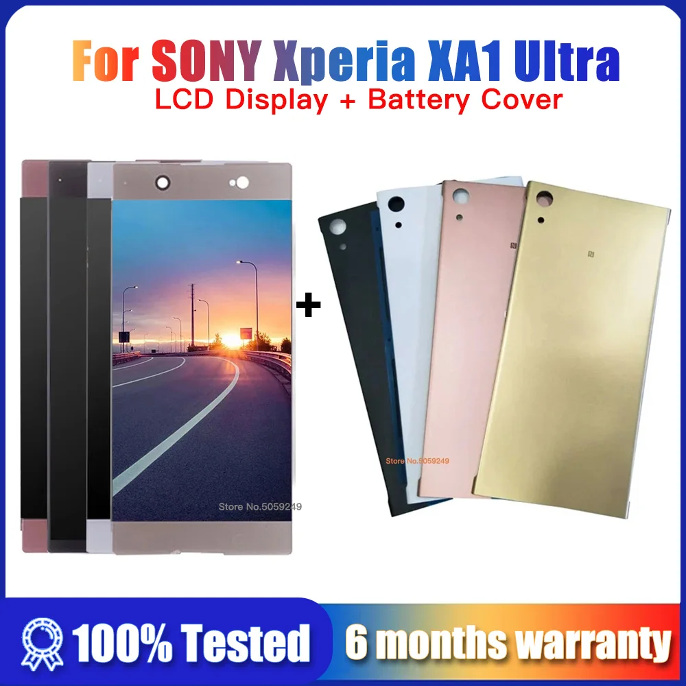 ЖК-дисплей для Sony Xperia XA1 Ultra G3221/G3212/G3223/G3226, дисплей с крышкой аккумулятора, дигитайзер в сборе с рамкой, оригинал