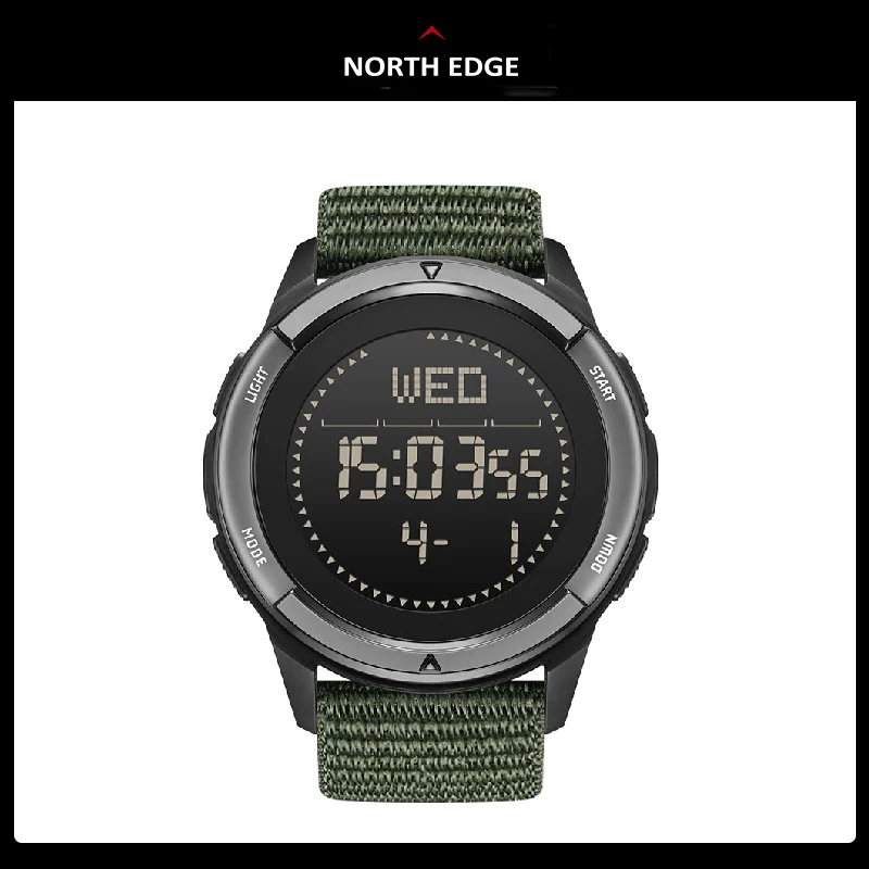 

NORTH EDGE ALPS Men's Digital Carbon fiber Watch Shock Militray Sports Super Light Outdoor Compass Waterproof 50M Wristwatches