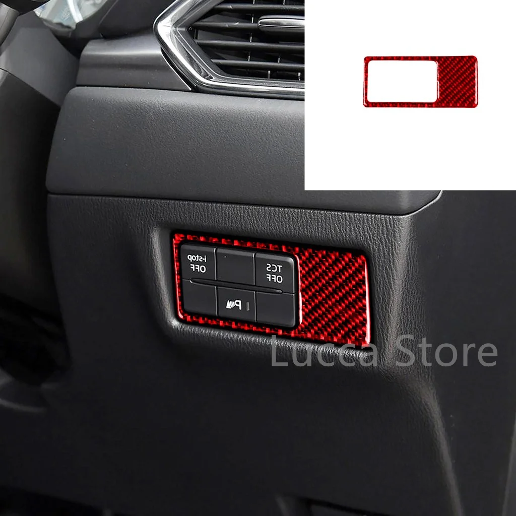 

Красное углеродное волокно для Mazda CX-5 CX5 KF 2017-2022, ручка переключения передач, крышка, литье, отделка, декоративная рамка, аксессуары для интерьера