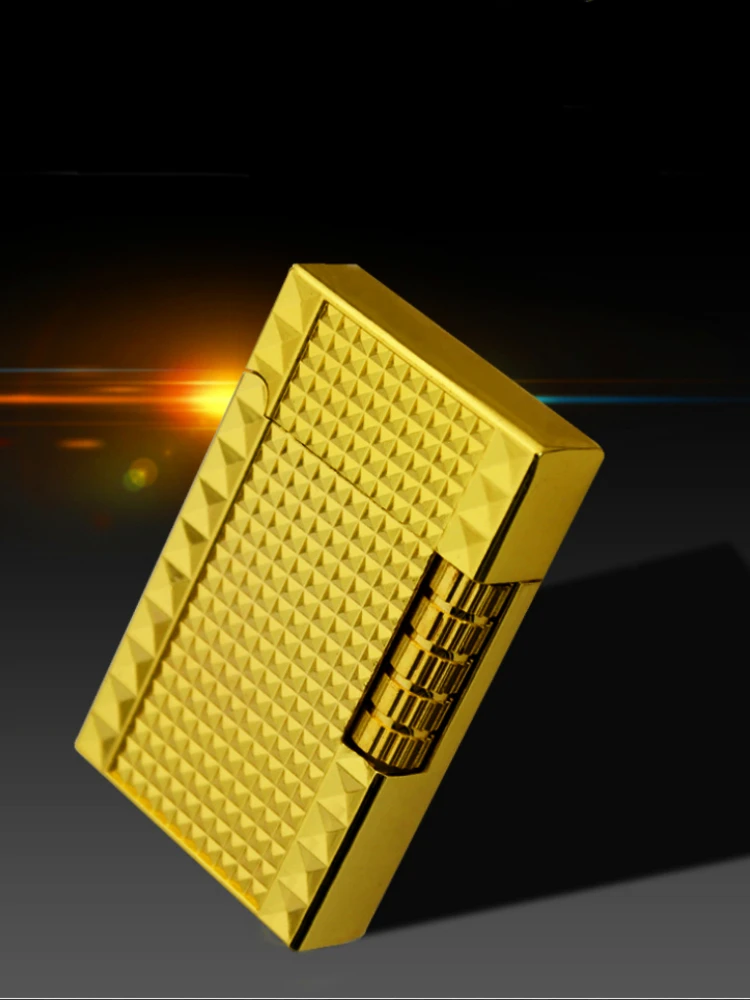 

New Metal Langsheng Lighter Electroplating Lattice Langsheng Grinding Wheel Flame Lighter Smoking Accessories Gift