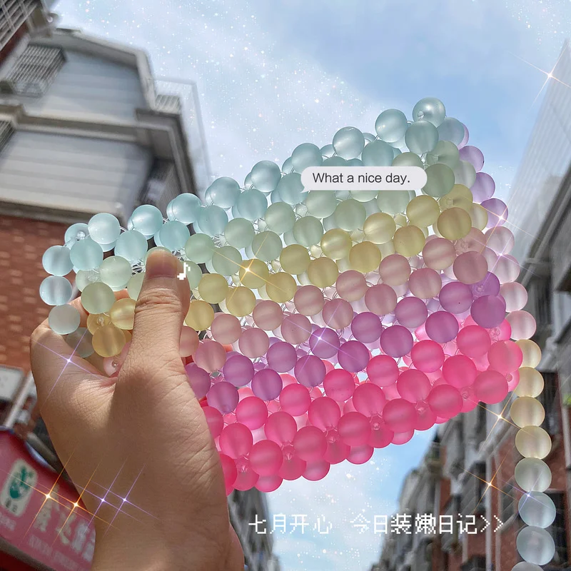 

Cute Rainbow Mini Multicolor Portable Candy Shoulder Cutout Underarm Purses and Handbags Luxury Hand Woven Design Bag for Women