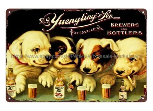 Фото Yuengling пиво щенок собака металлический жестяной знак магазины декора квартиры №1