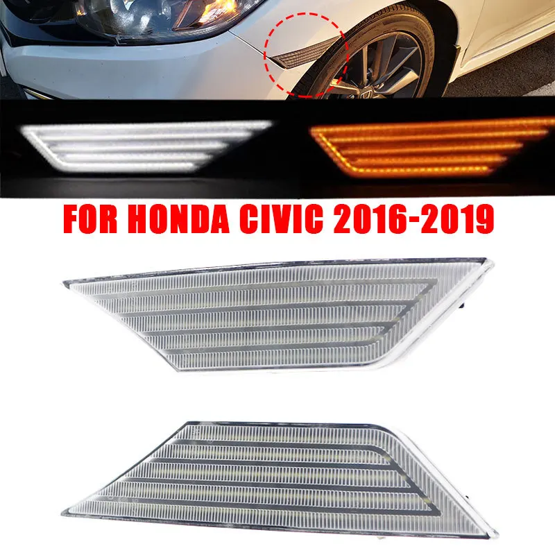 

2pcs Dynamic Turn Signal Lights Indicator Repeater Lamps For Honda Civic 10th Gen 2016 2017 2018 2019 2020 Side Marker Lights