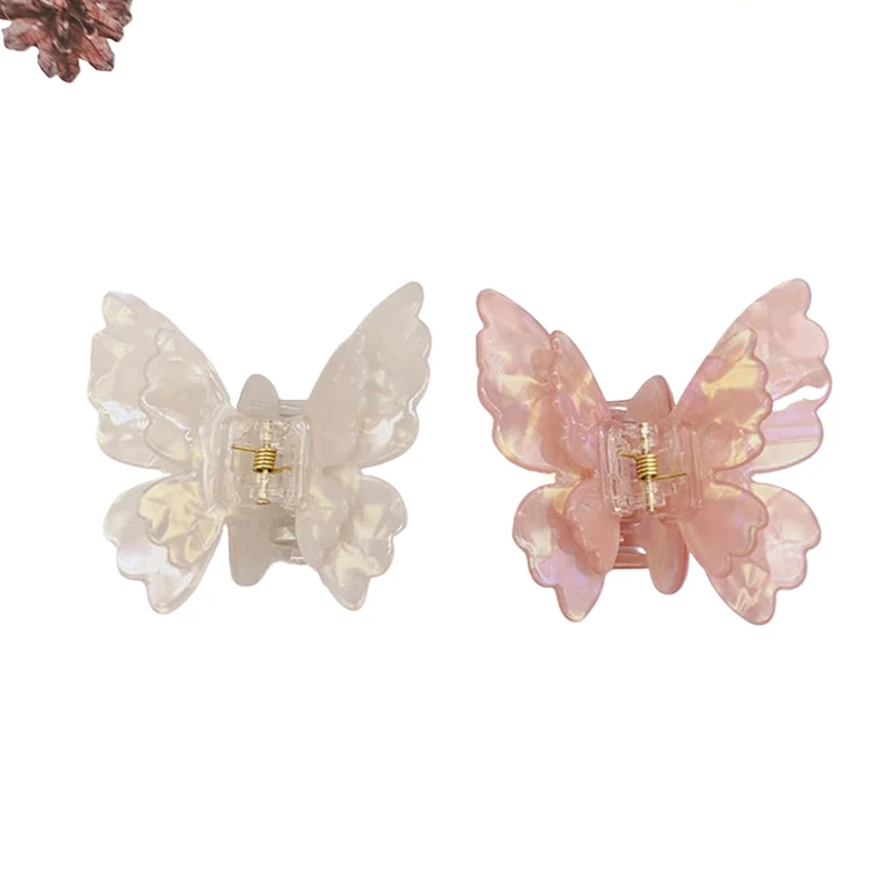 Заколка для волос в виде бабочки женская зажим из ацетата форме краба милая