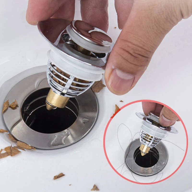 

Universal Copper Pop-Up Bounce Core Basin Drain Filter Hair Catcher Deodorant Bath Stopper Kitchen Bathroom Tool