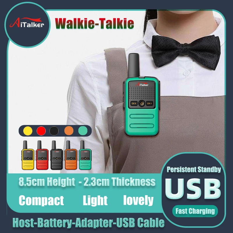 AiTalker Mini UHF 400-470MHz Tablet Two Way Radio Transceiver Talk With Original BAOFENG Walkie Talkie Talki Walki PMR FRS