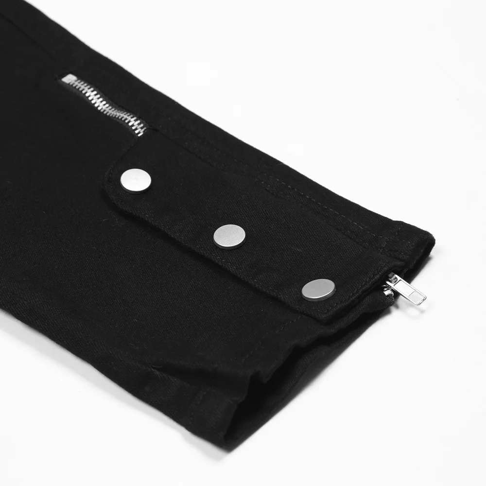 Solid Color Y2k Trousers Slit Jeans Men's Ins High Street Trendy Brand Slim Feet Casual Tights Skinny Denim Pants Free Shipping