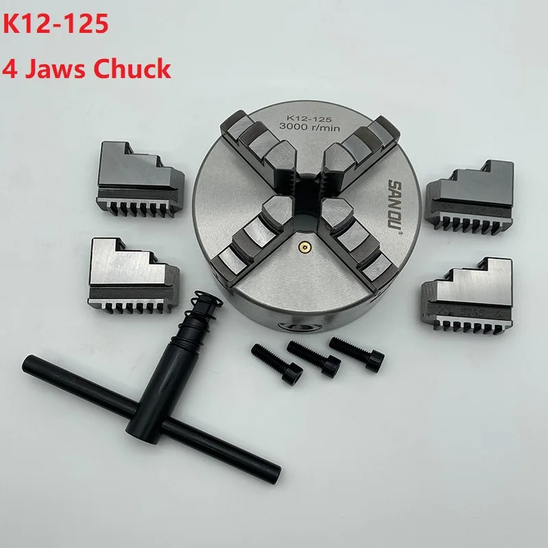 

K12-125 4 зажима токарный патрон Самоцентрирующийся с токарным станком Инструменты Аксессуары для сверления фрезерования