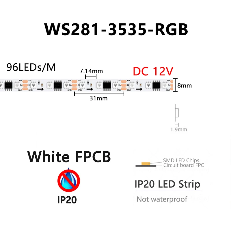 

RGB адресная светодиодная лента Lebeisenf 5050/3535 12В/24В