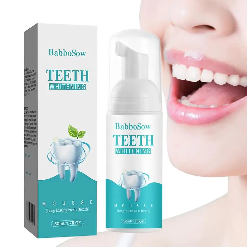 

Teeth Whitening Foam Toothpaste Teeth Cleansing Mousse Remove Stains & Bad Breath 50ml Mint Flavor Mouth Wash Water Oral Care