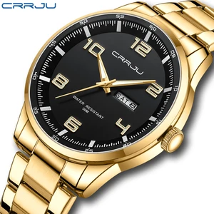 CRRJU Men Watches Top Brand Luxury Men Military Wrist Watches Full Steel Men Sports Watch Waterproof Relogio Masculino