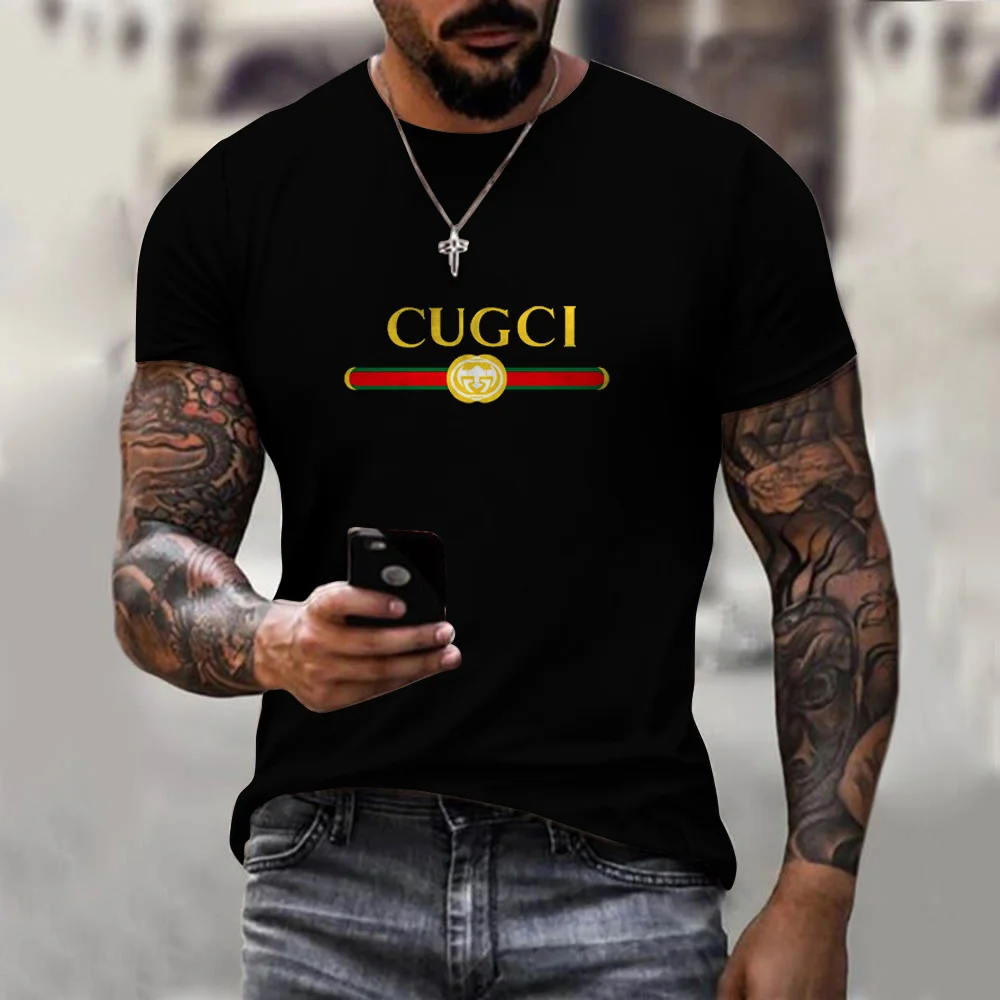 

Summer Explosive Solid Color Letter 3D Printing Sports Casual Fashion Men's Street Style Round Neck Short Sleeve Top T-Shirt